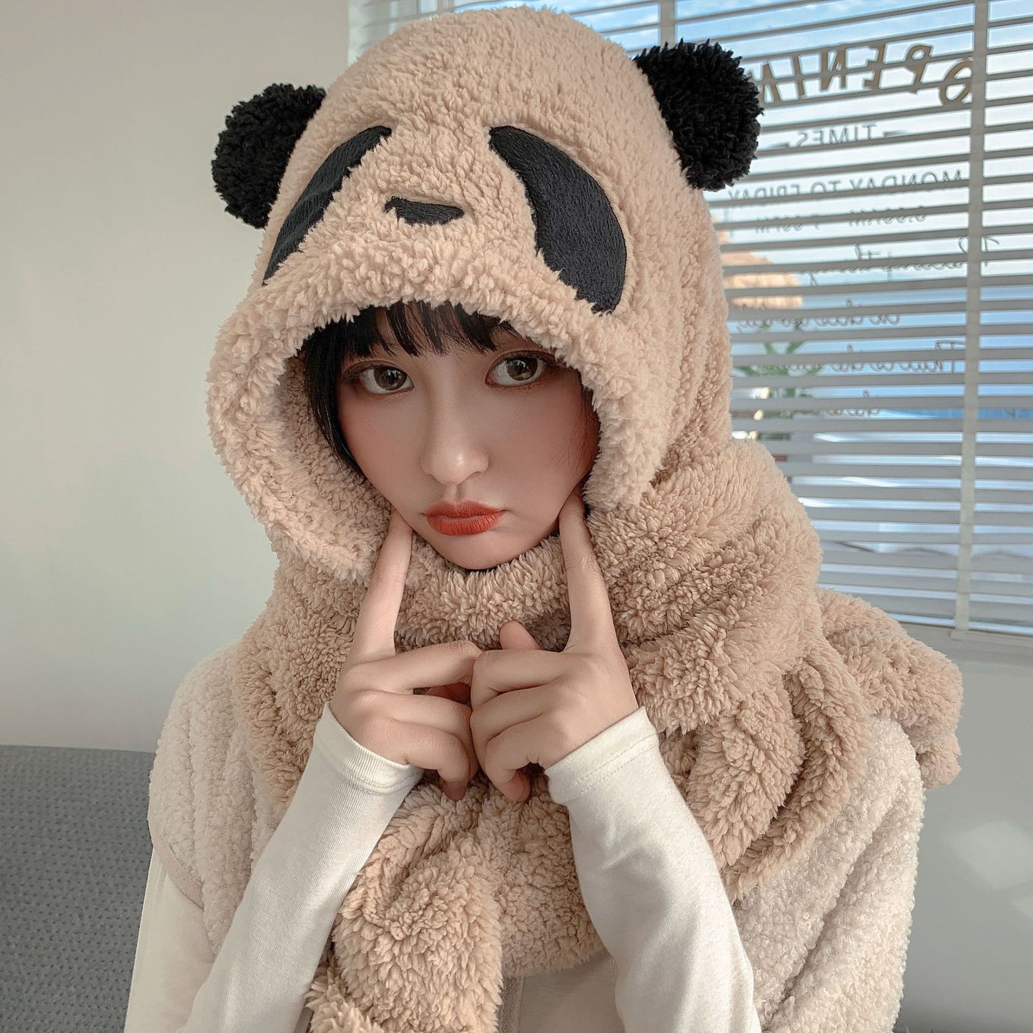 Plush Panda Hat Scarf Gloves 3 In 1