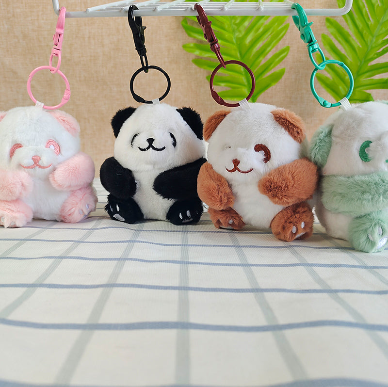 Colored Plush Panda Keychain