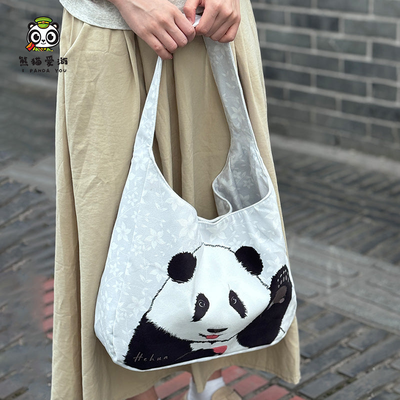 Cartoon Panda Shoulder&Handheld Canvas Bag