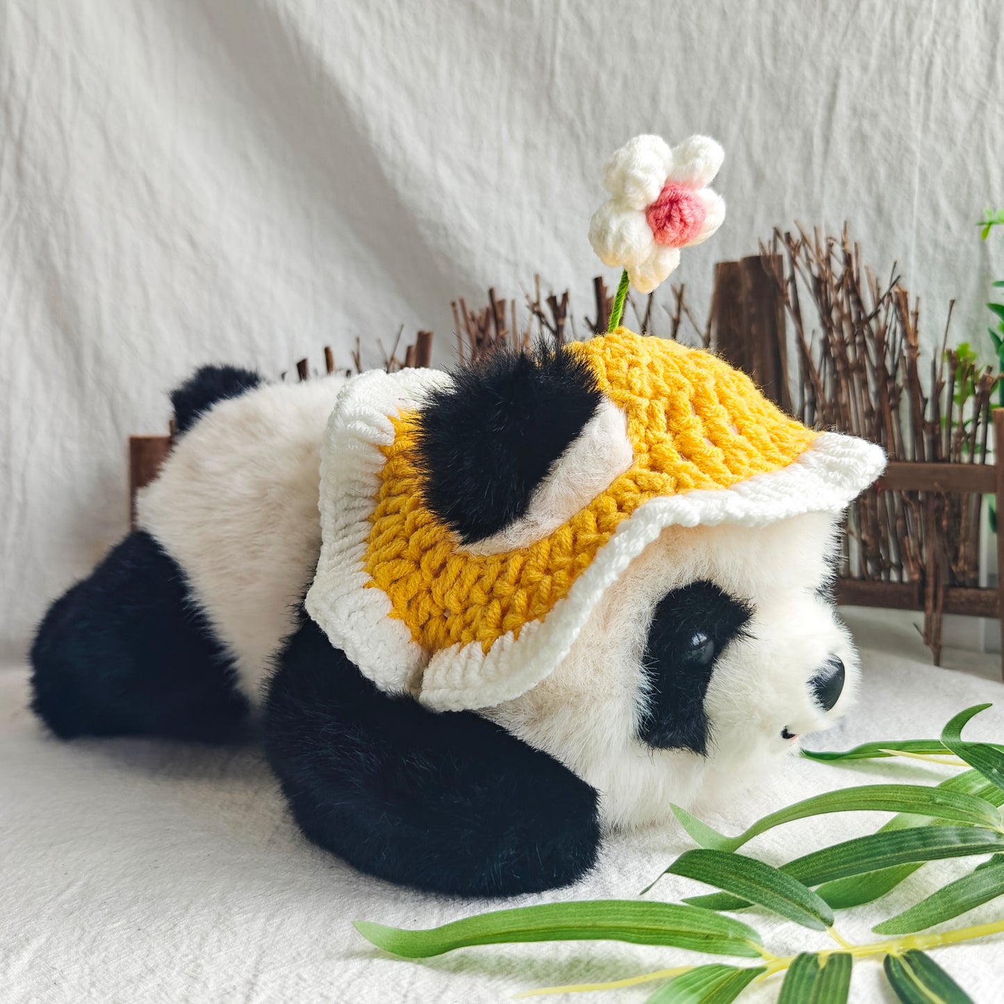 Adorable Panda Doll with Flower