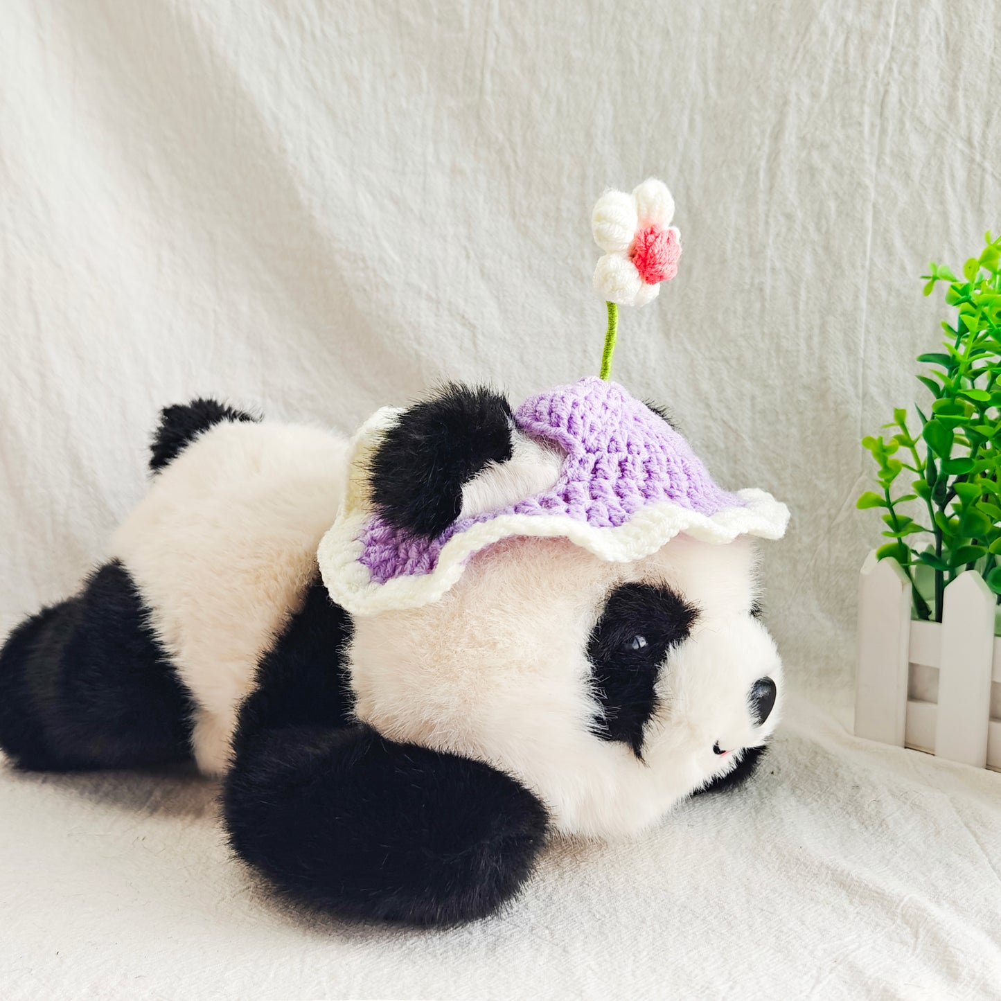 Adorable Panda Doll with Flower