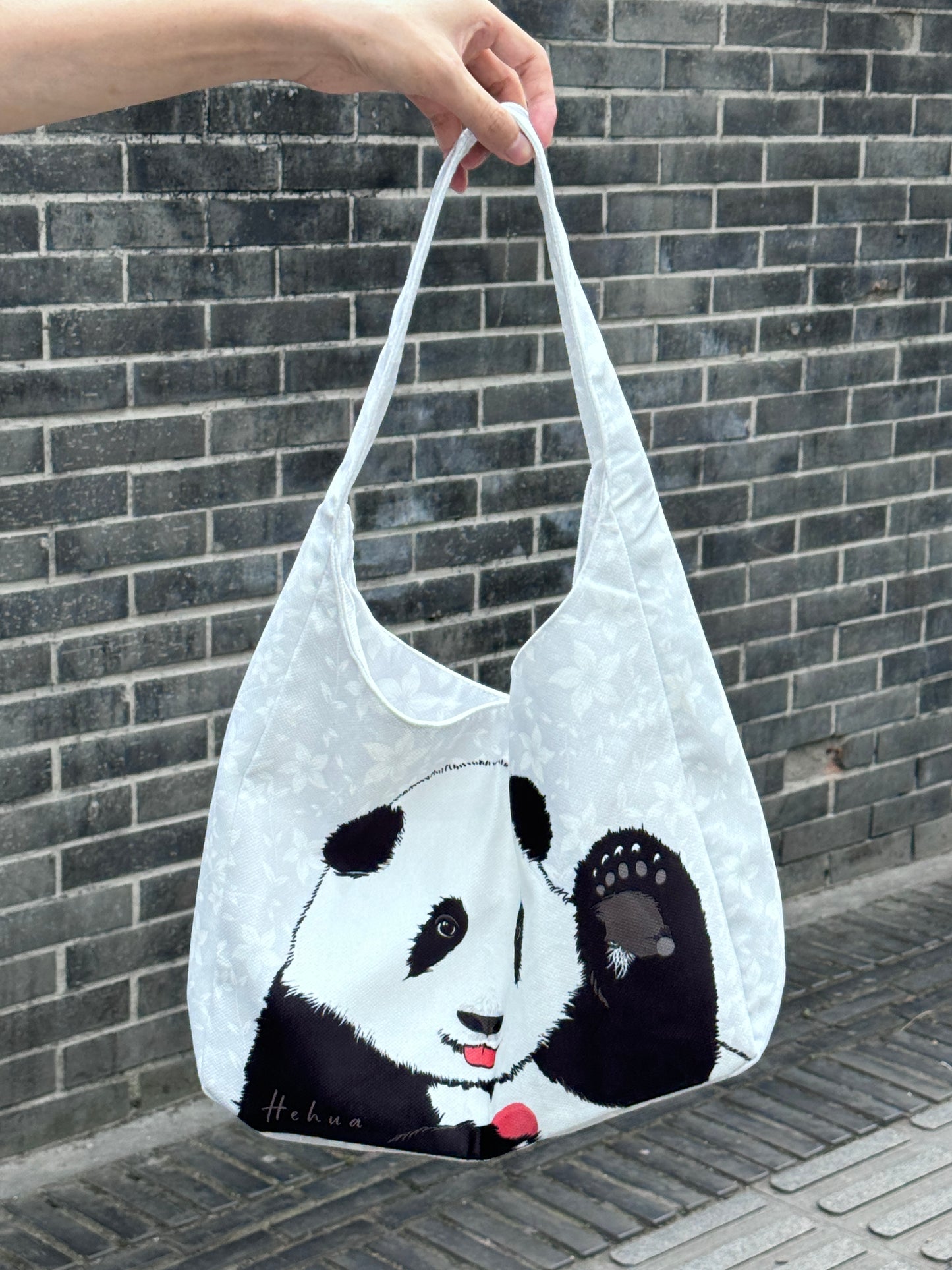 Cartoon Panda Shoulder&Handheld Canvas Bag