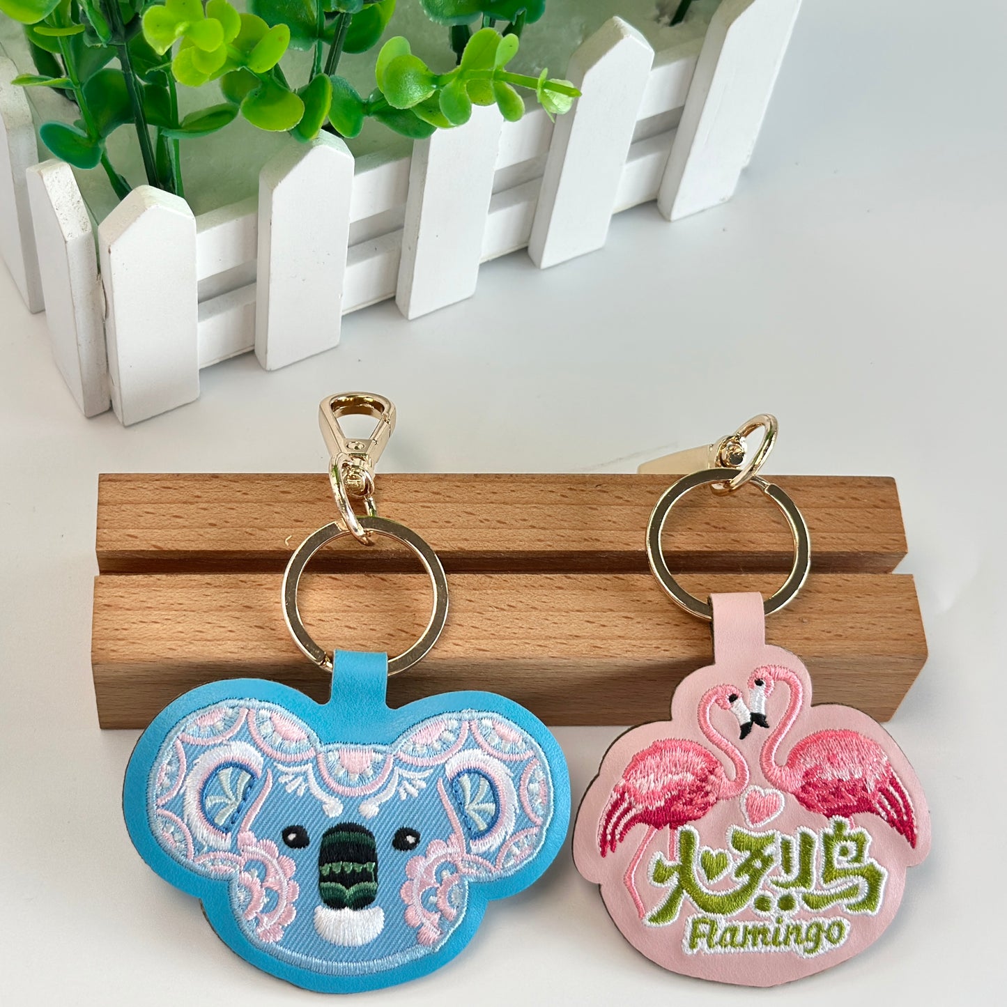 Animal Keychains Embroidered Cartoon Pendant