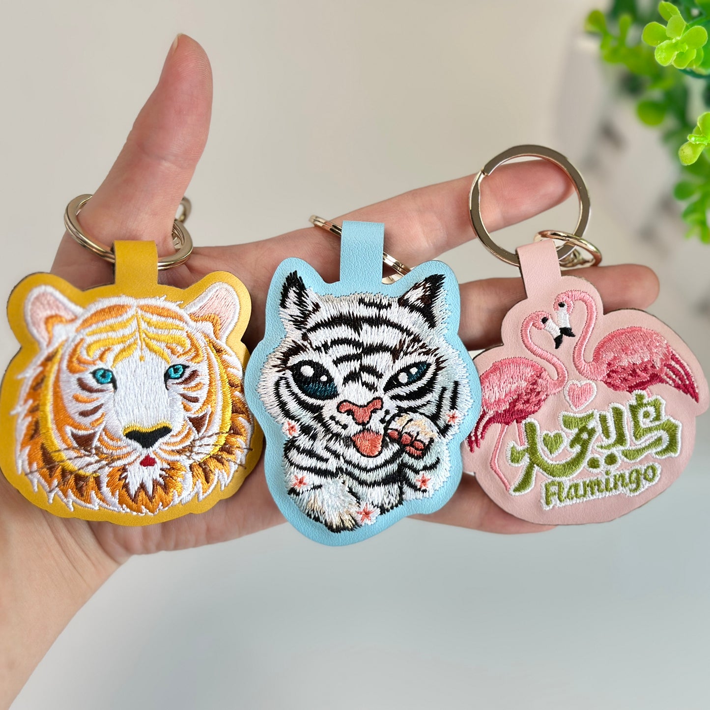 Animal Keychains Embroidered Cartoon Pendant