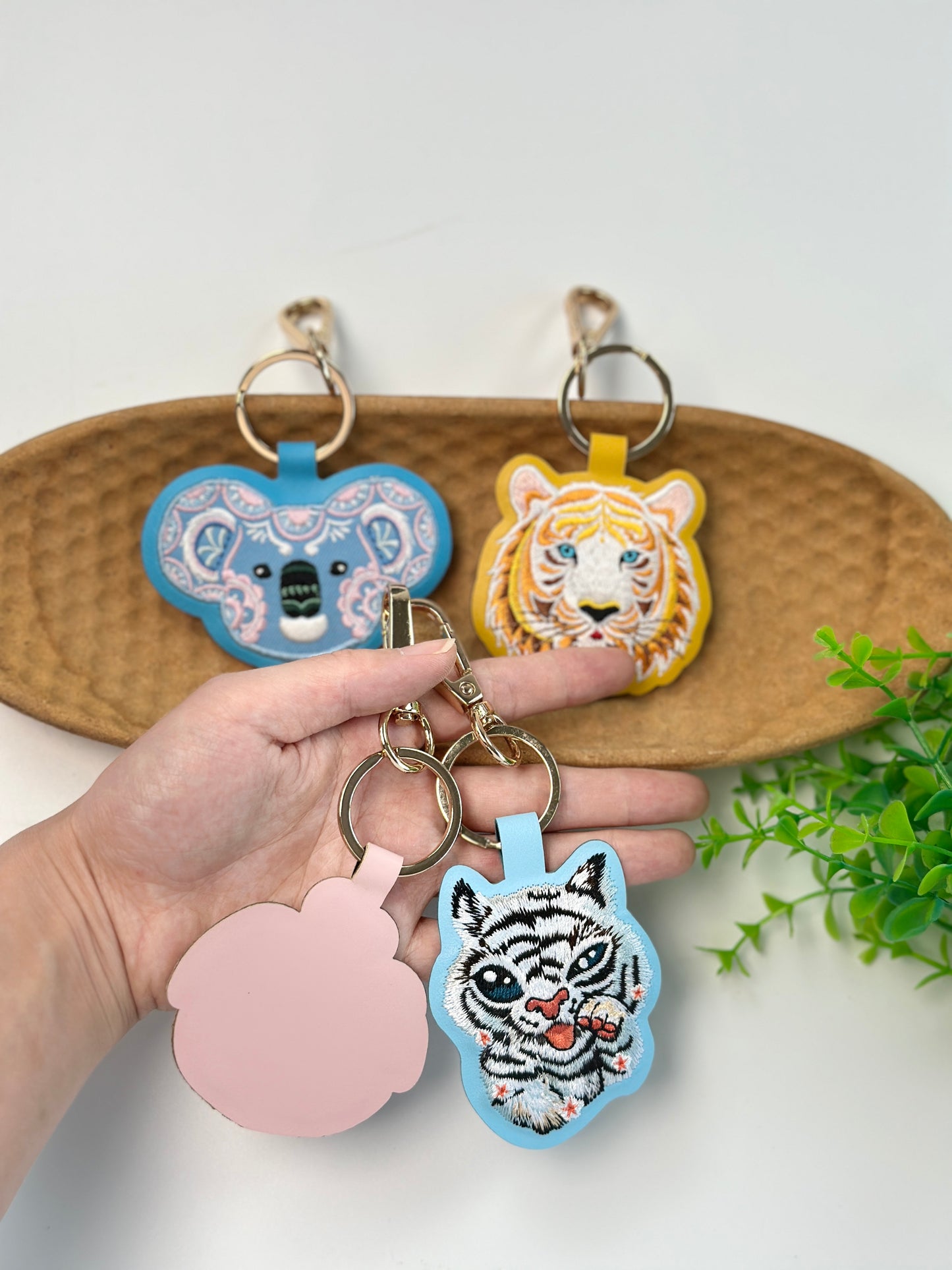 Animal Keychains Embroidered Cartoon Pendant