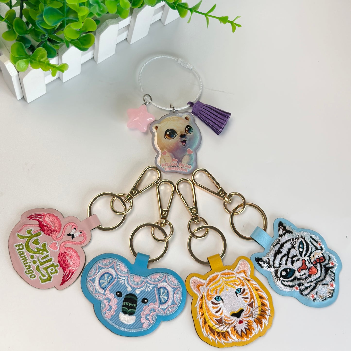 Animal Keychains Embroidered Cartoon Pendant