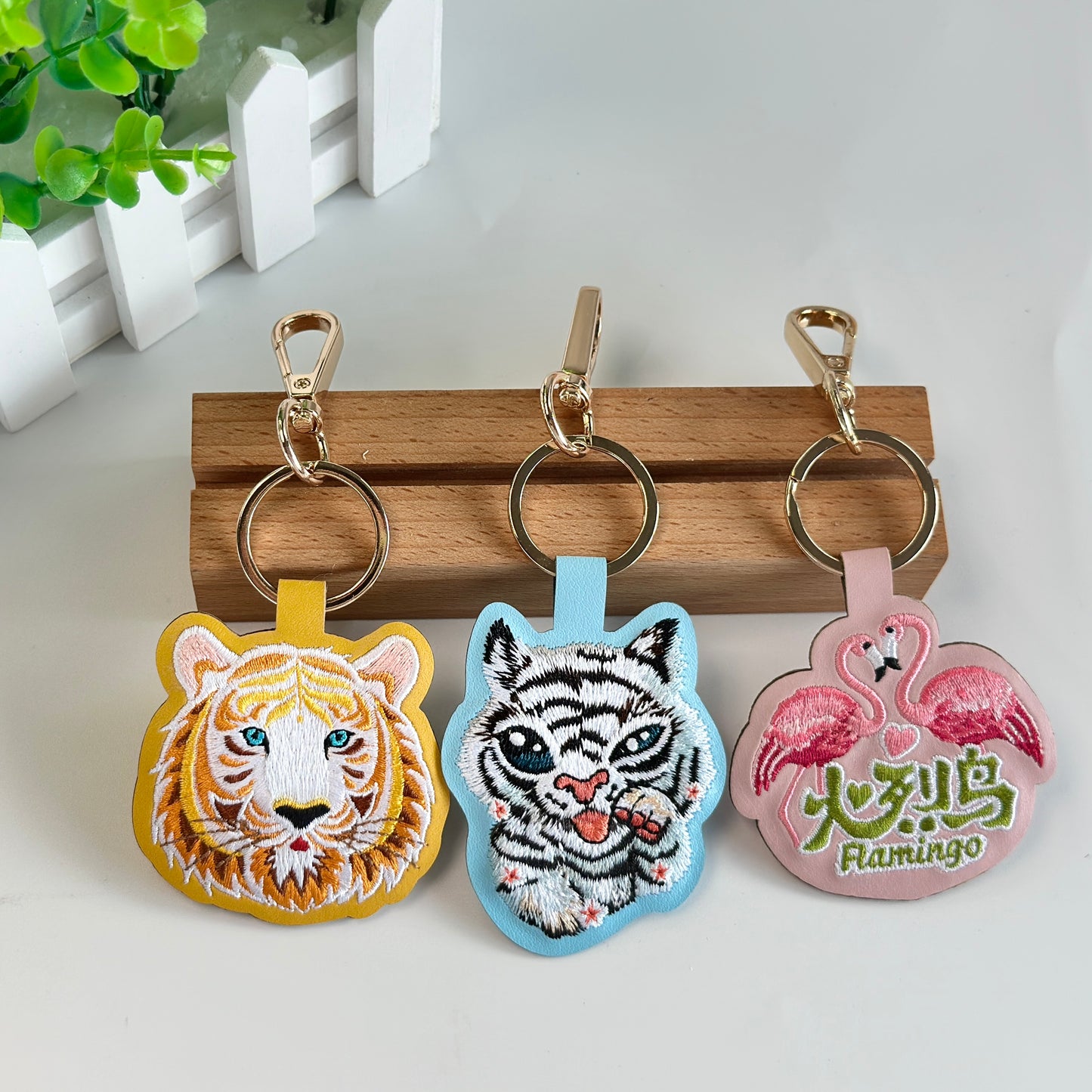 Animal Keychains Embroidered Cartoon Pendant