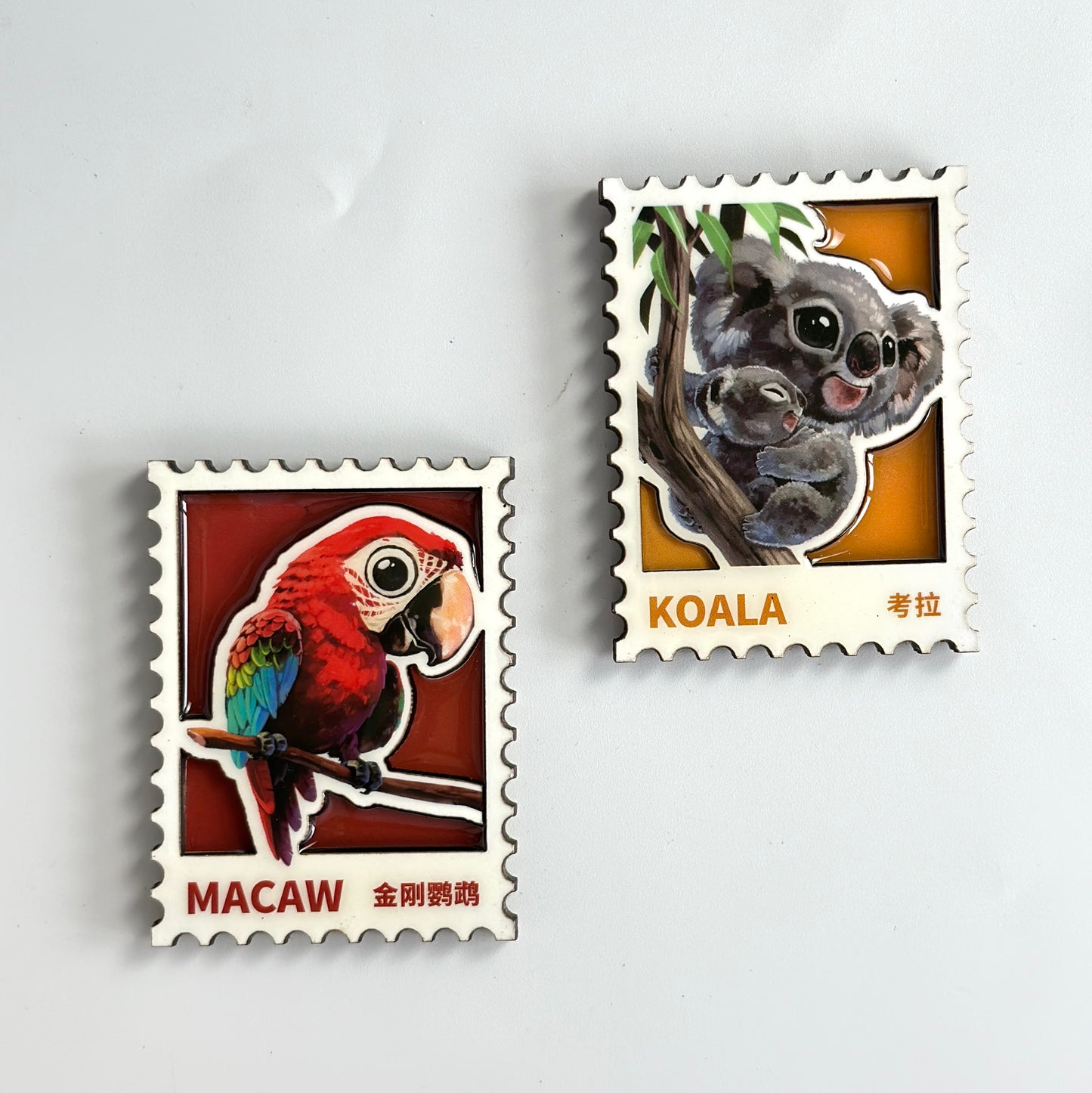 Macaw & Koala Wooden Magnet Gift Set