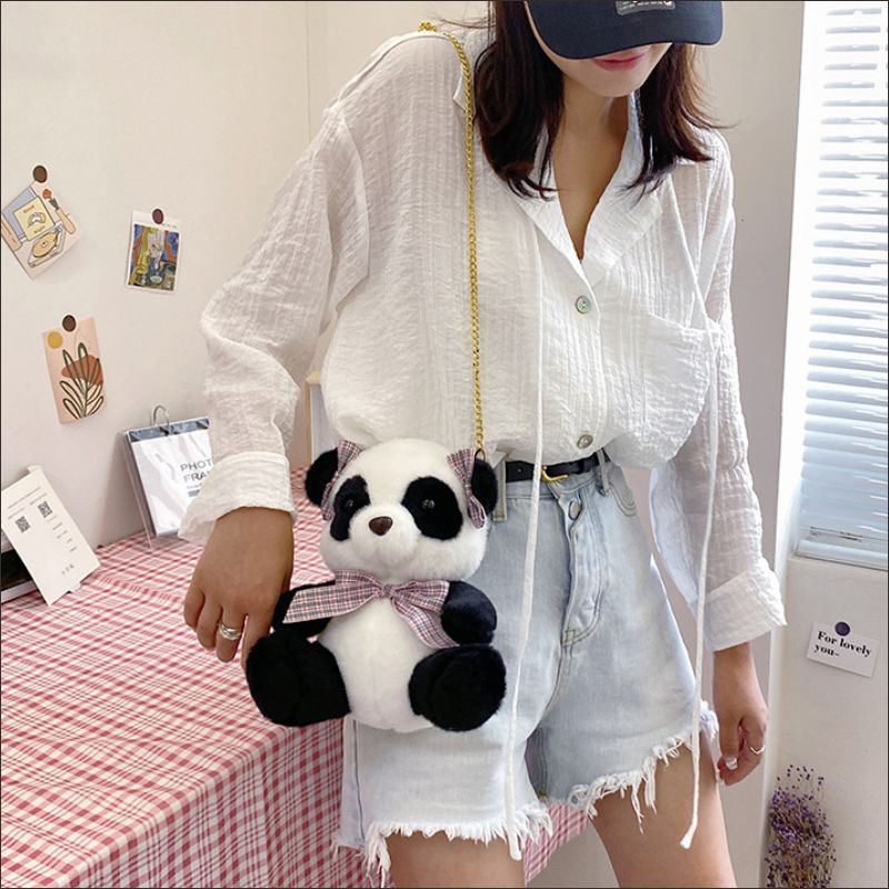 Soft Plush Panda Toy Doll Bag