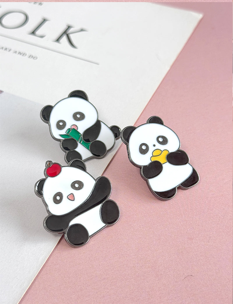 Mini Panda Metal Badge Set-7pcs