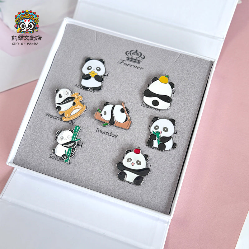 Mini Panda Metal Badge Set-7pcs
