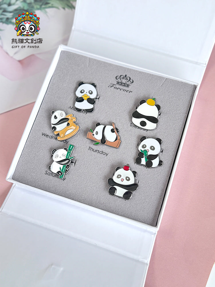 Mini Panda Metal Badge Set-7pcs