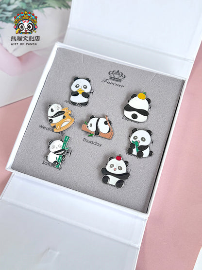 Mini Panda Metal Badge Set-7pcs