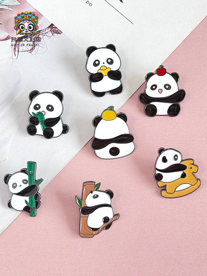 Mini Panda Metal Badge Set-7pcs