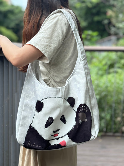 Cartoon Panda Shoulder&Handheld Canvas Bag