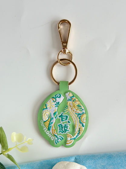 White Whale & Penguin Embroidered Keychain